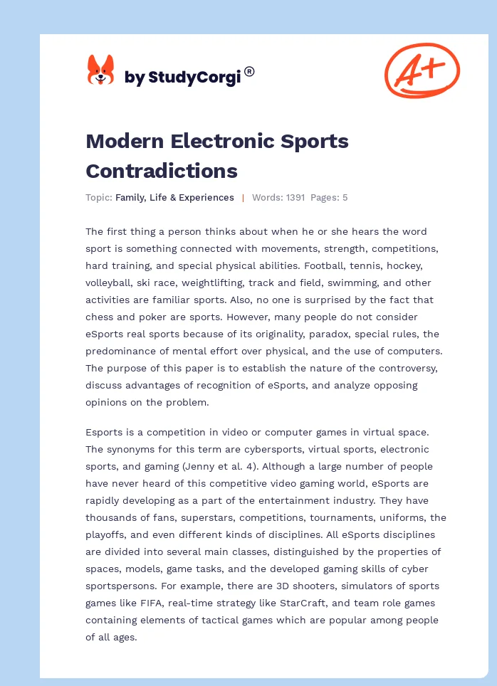 Modern Electronic Sports Contradictions. Page 1