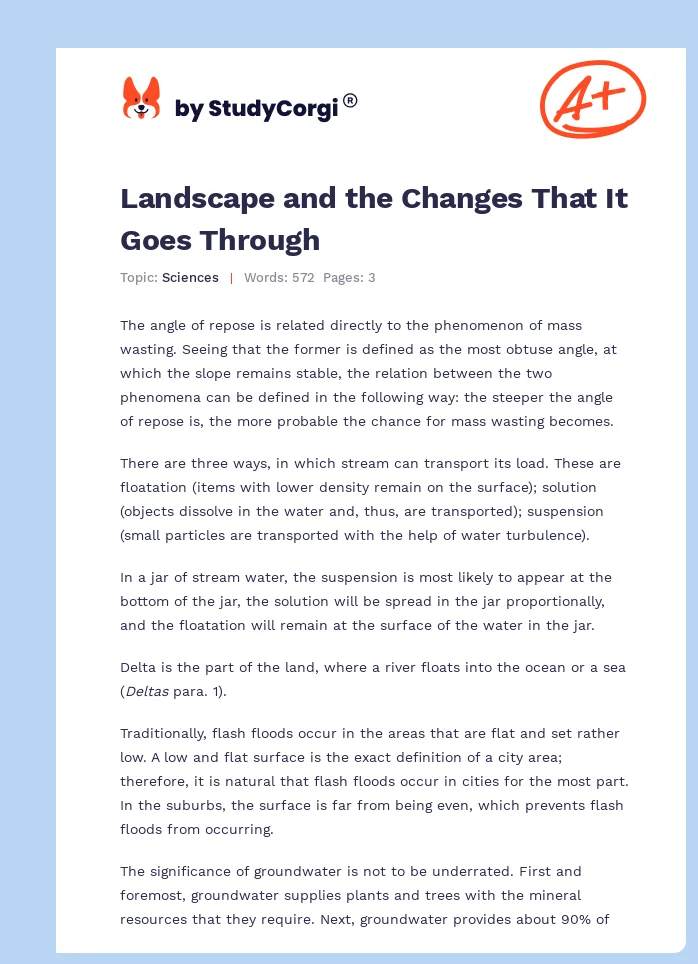 Landscape and the Changes That It Goes Through. Page 1