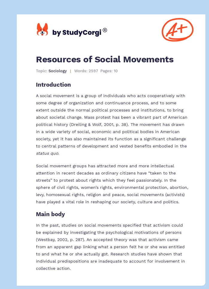 Resources of Social Movements. Page 1