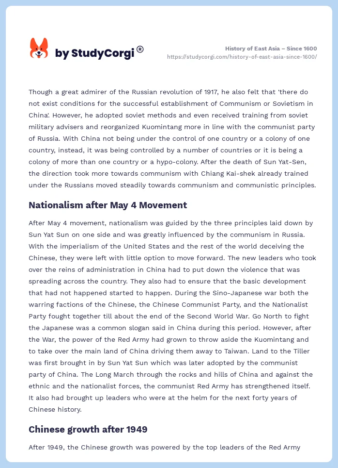 History of East Asia – Since 1600. Page 2
