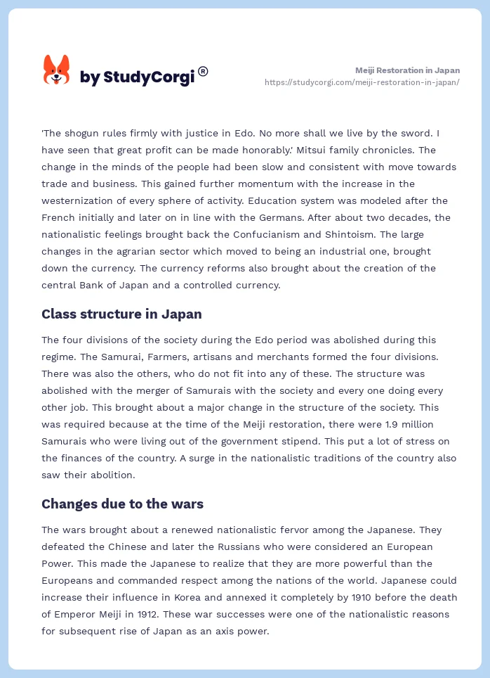 Meiji Restoration in Japan. Page 2