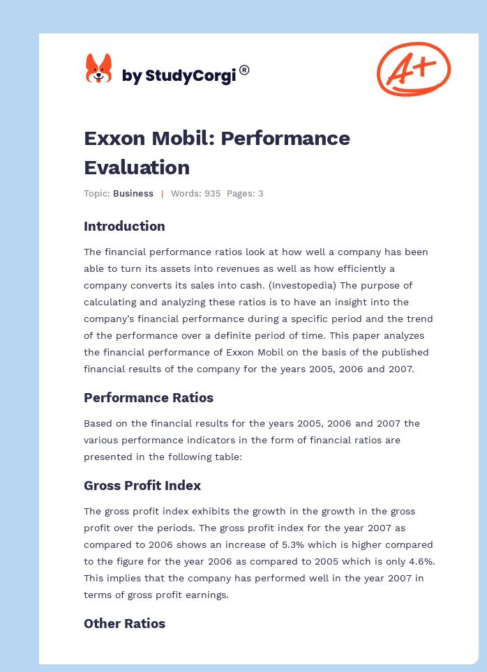 Exxon Mobil: Performance Evaluation. Page 1