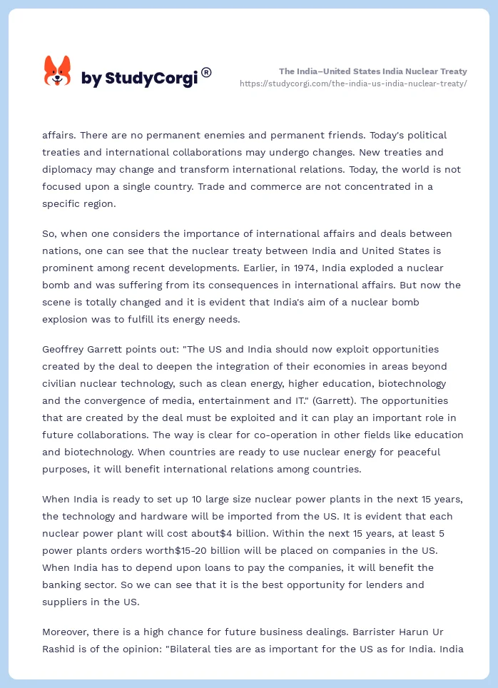 The India–United States India Nuclear Treaty. Page 2