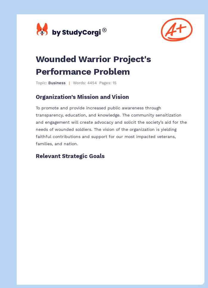Wounded Warrior Project's Performance Problem. Page 1