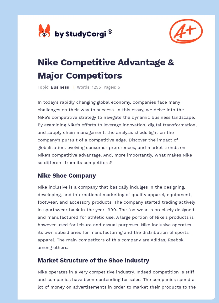 Nike Competitive Advantage & Major Competitors. Page 1