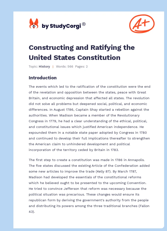 Constructing and Ratifying the United States Constitution. Page 1