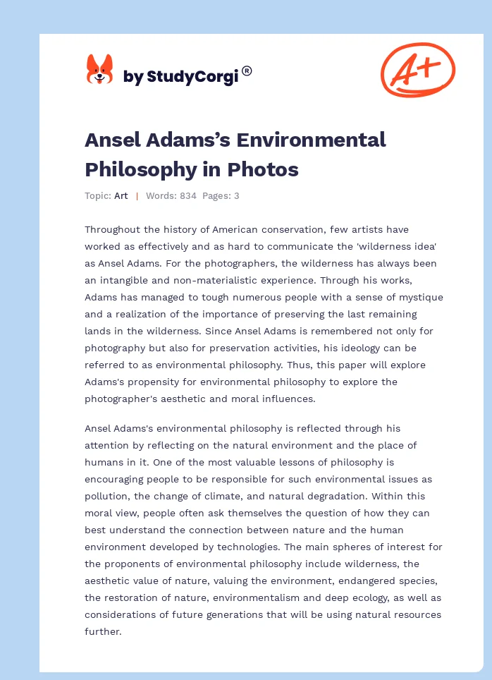 Ansel Adams’s Environmental Philosophy in Photos. Page 1