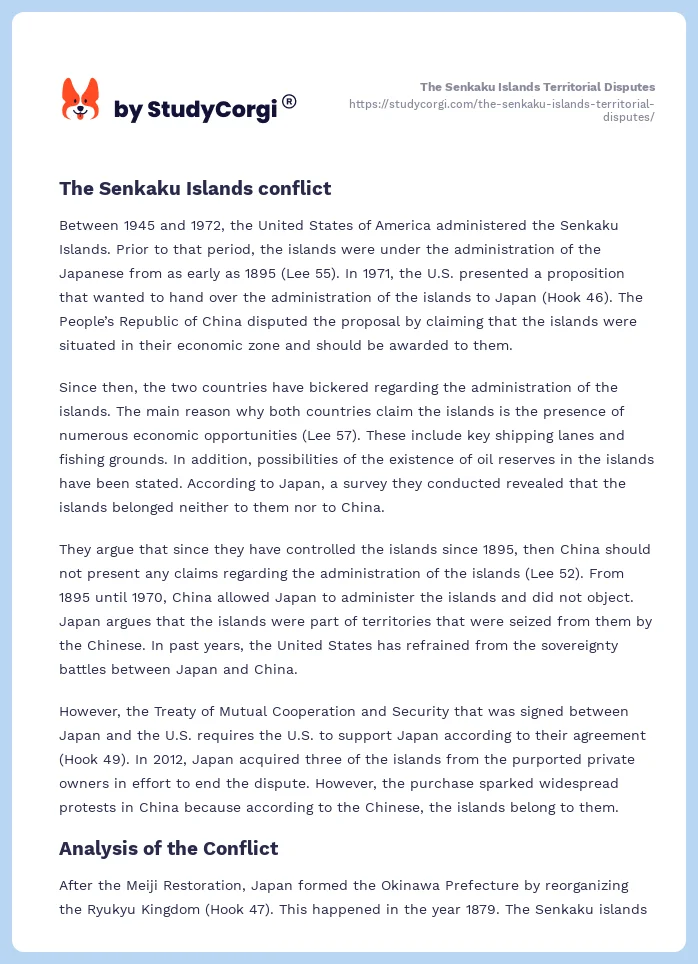 The Senkaku Islands Territorial Disputes. Page 2