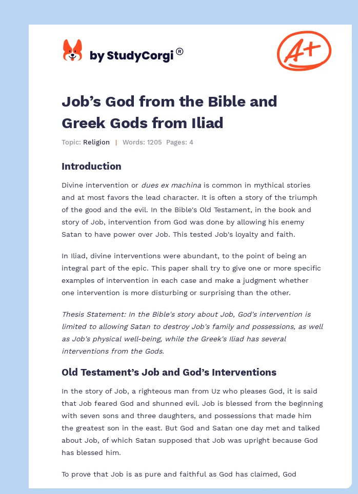 Job’s God from the Bible and Greek Gods from Iliad. Page 1