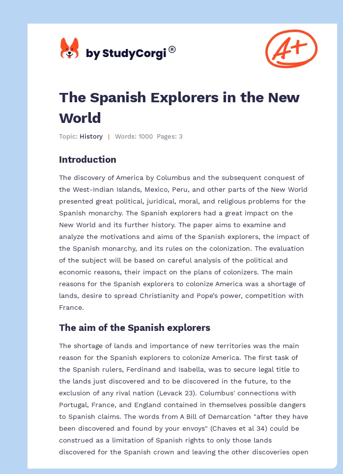 The Spanish Explorers in the New World. Page 1