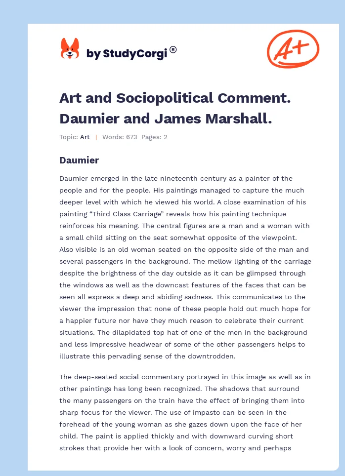Art and Sociopolitical Comment. Daumier and James Marshall.. Page 1