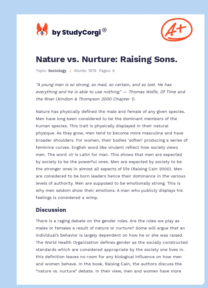 Nature vs. Nurture: Raising Sons.. Page 1