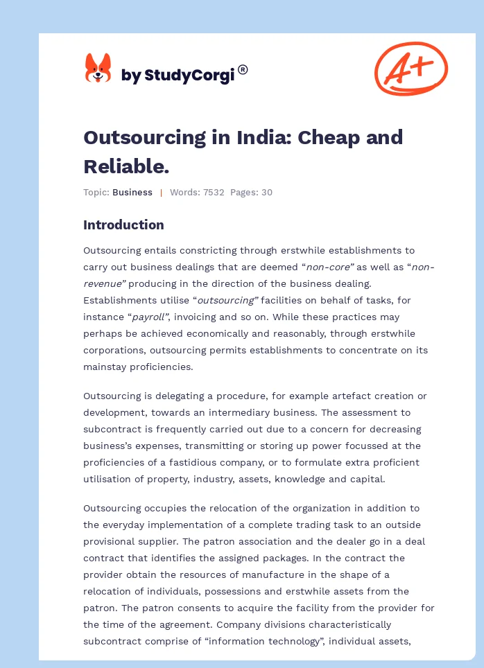 Outsourcing in India: Cheap and Reliable.. Page 1