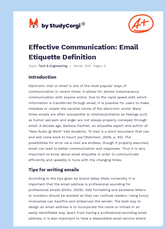 Effective Communication: Email Etiquette Definition. Page 1