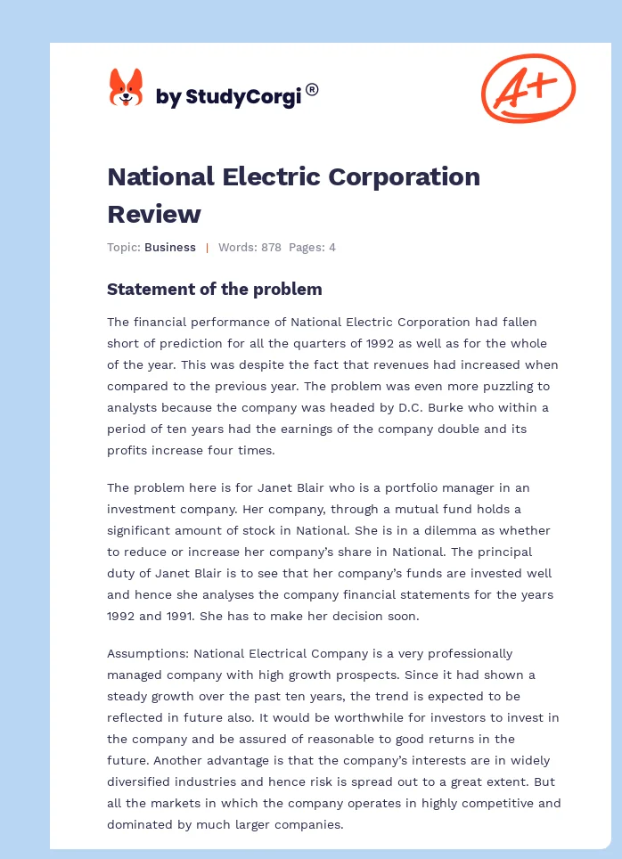 National Electric Corporation Review. Page 1
