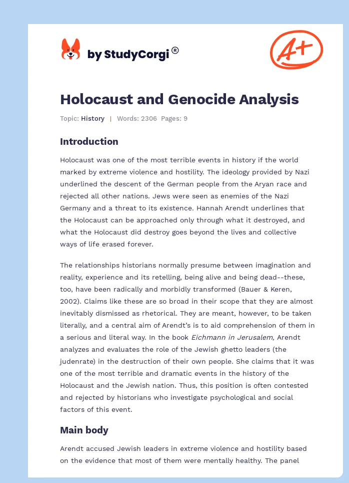 Holocaust and Genocide Analysis. Page 1