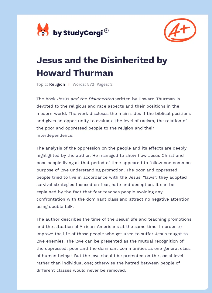 Jesus and the Disinherited by Howard Thurman. Page 1