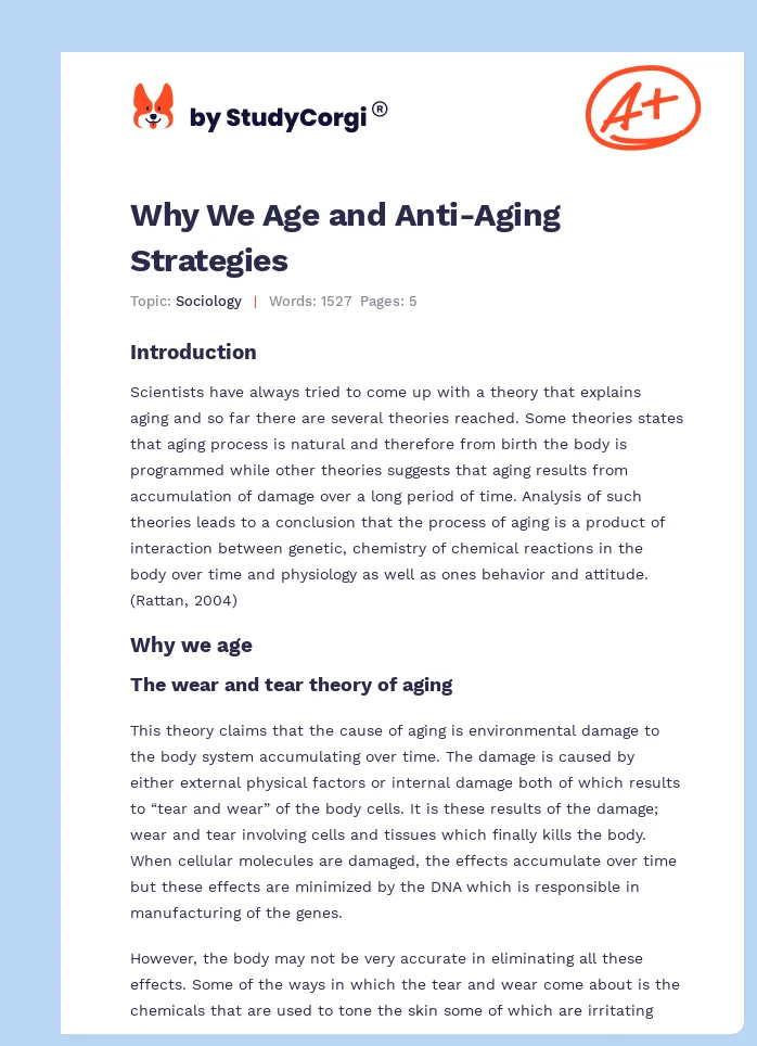 Why We Age and Anti-Aging Strategies. Page 1