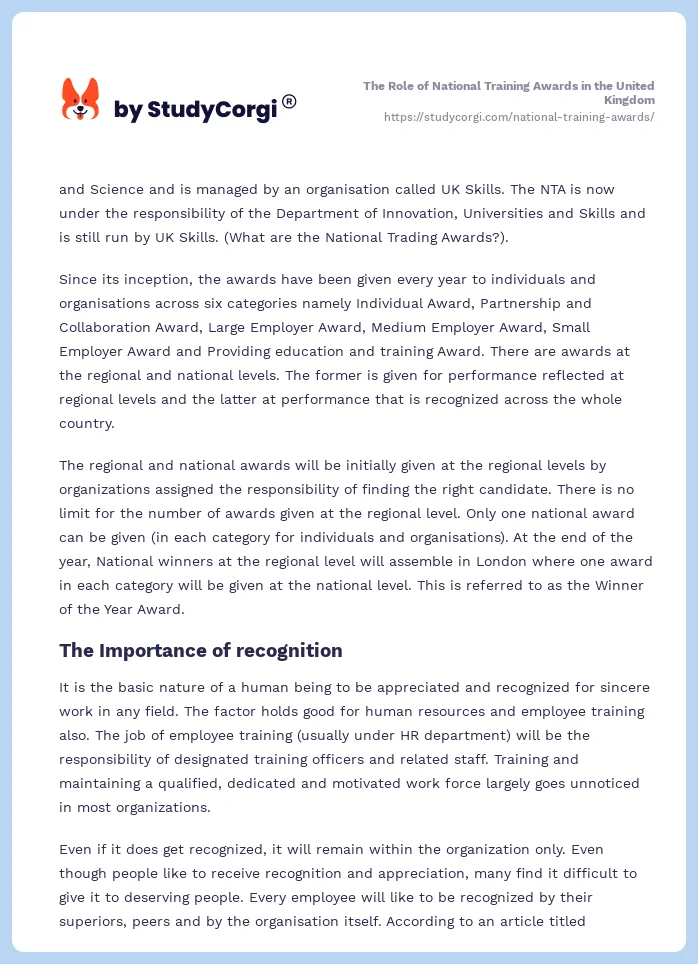 The Role of National Training Awards in the United Kingdom. Page 2
