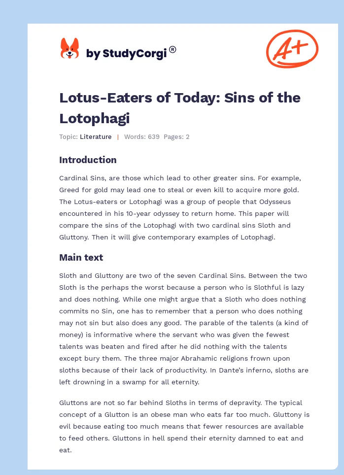 Lotus-Eaters of Today: Sins of the Lotophagi. Page 1