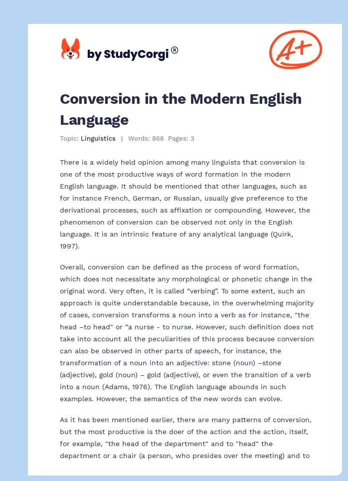 Conversion in the Modern English Language. Page 1