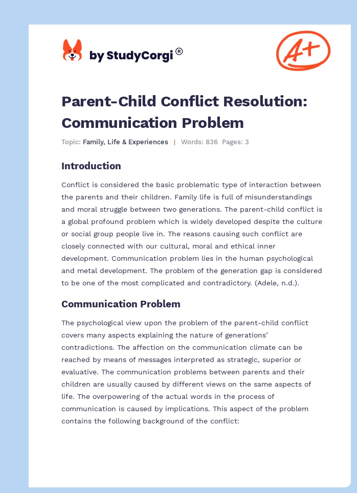 Parent-Child Conflict Resolution: Communication Problem. Page 1