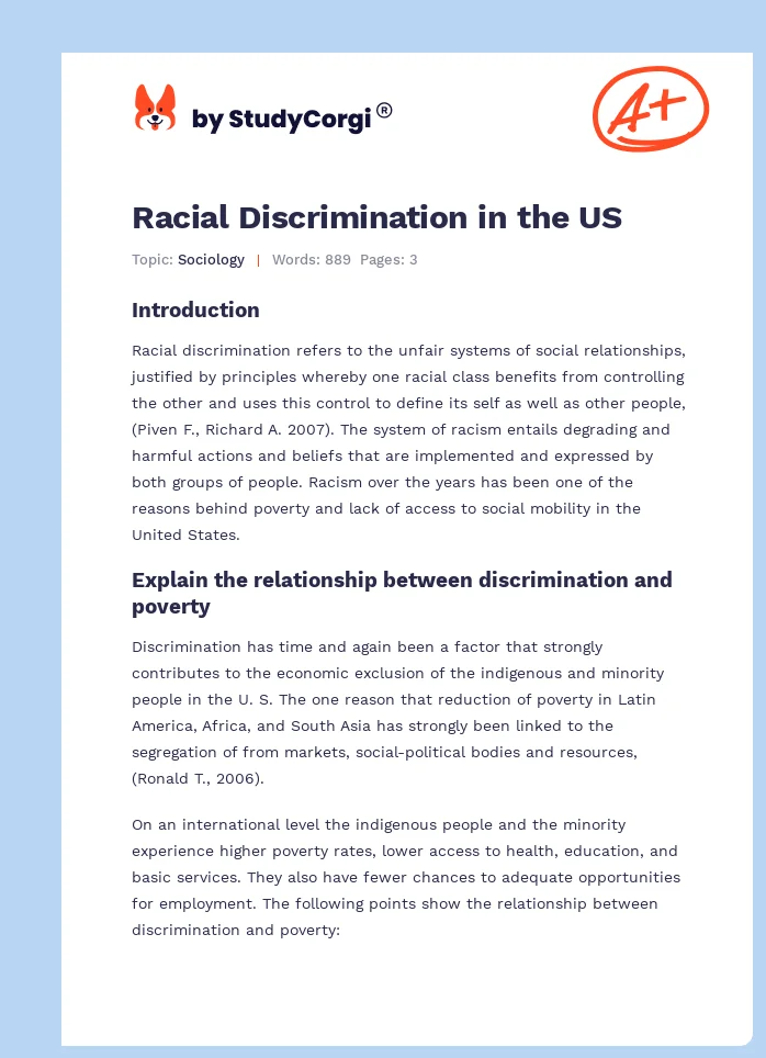 Racial Discrimination in the US. Page 1