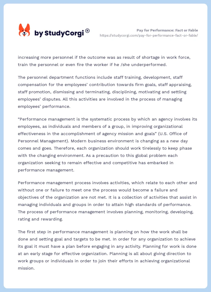 Pay for Performance: Fact or Fable. Page 2