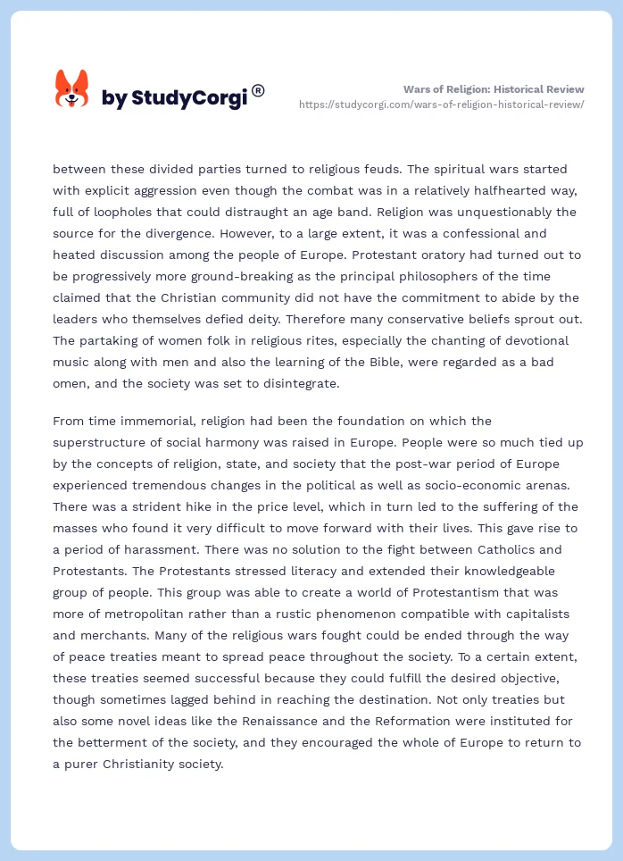 Wars of Religion: Historical Review. Page 2