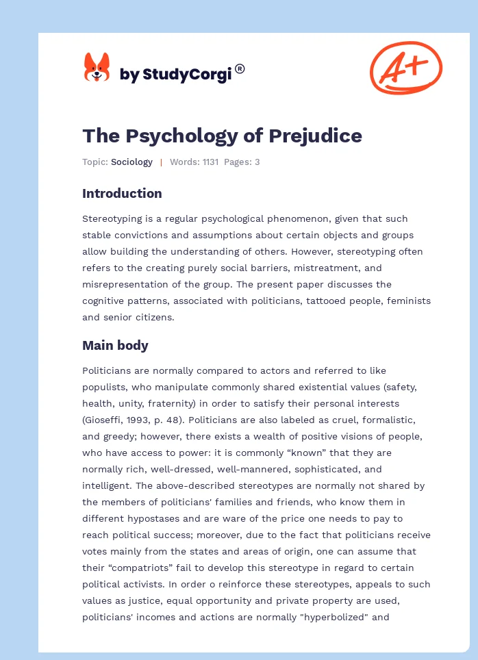The Psychology of Prejudice. Page 1