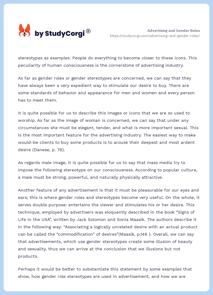 Advertising and Gender Roles. Page 2