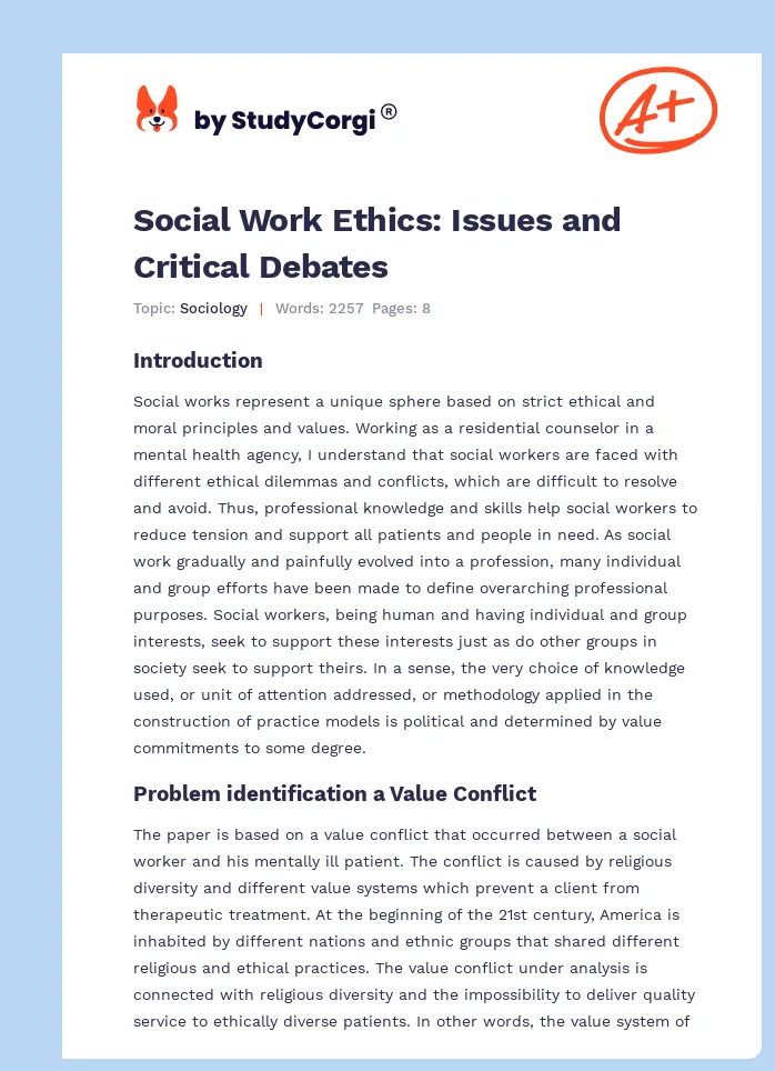 Social Work Ethics: Issues and Critical Debates. Page 1