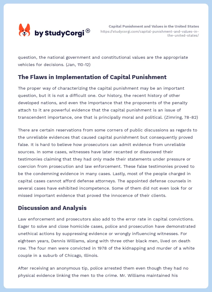 Capital Punishment and Values in the United States. Page 2