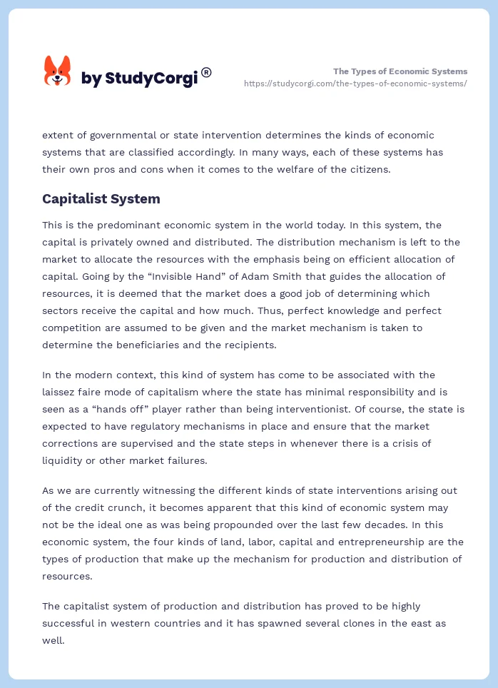 world economic system essay