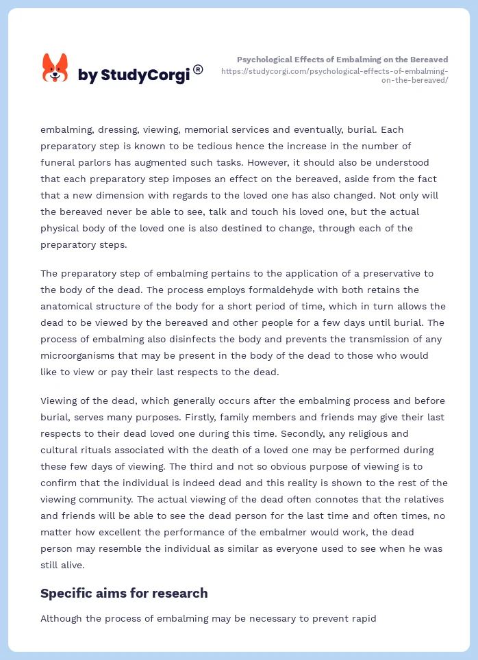 Psychological Effects of Embalming on the Bereaved. Page 2