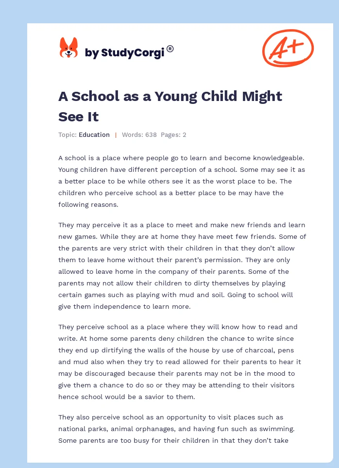 A School as a Young Child Might See It. Page 1