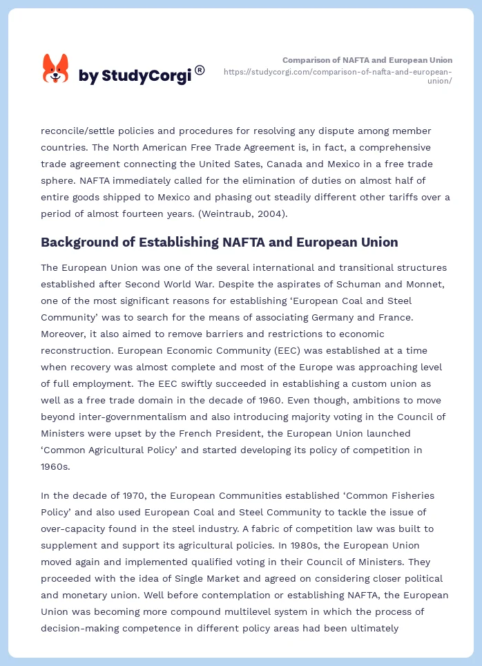 Comparison of NAFTA and European Union. Page 2