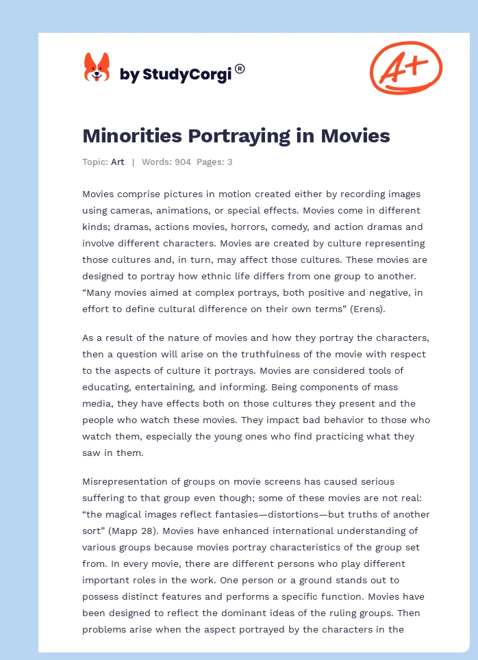 Minorities Portraying in Movies. Page 1