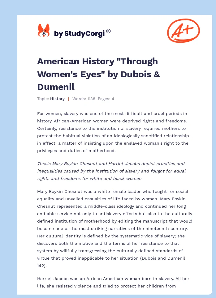 American History "Through Women's Eyes" by Dubois & Dumenil. Page 1