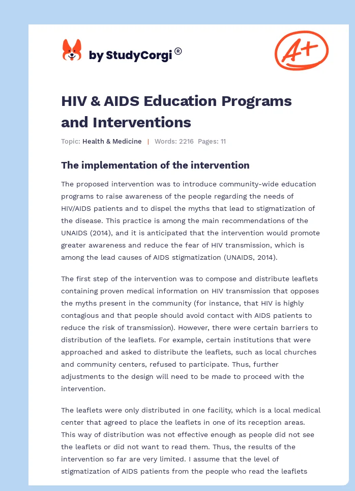 HIV & AIDS Education Programs and Interventions. Page 1