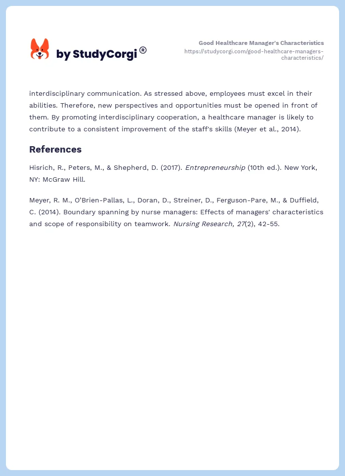 Good Healthcare Manager's Characteristics. Page 2