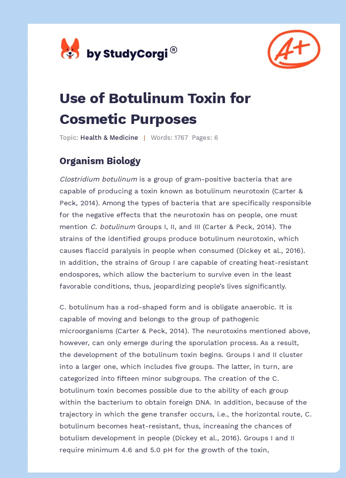Use of Botulinum Toxin for Cosmetic Purposes. Page 1
