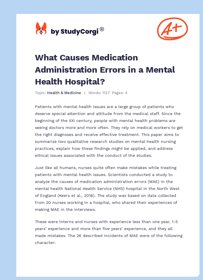What Causes Medication Administration Errors in a Mental Health ...