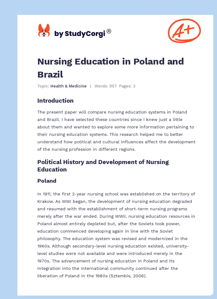 Nursing Education in Poland and Brazil. Page 1