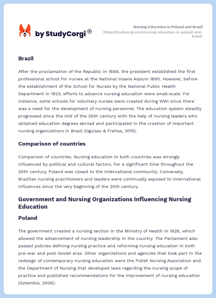 Nursing Education in Poland and Brazil. Page 2