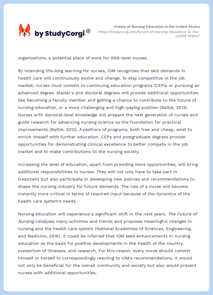 Future of Nursing Education in the United States. Page 2