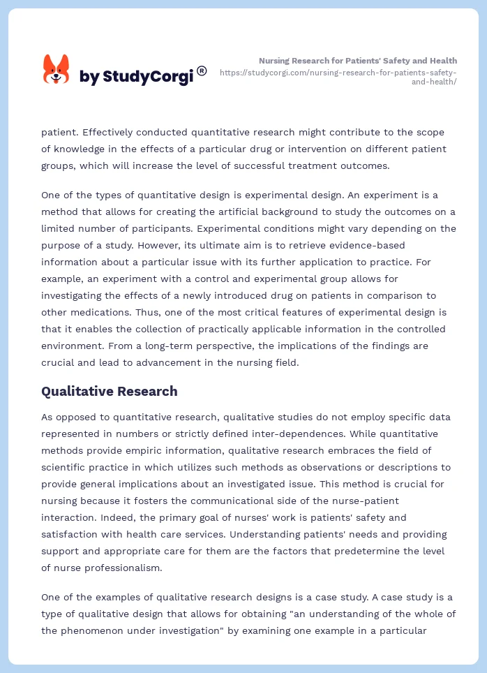 Nursing Research for Patients' Safety and Health. Page 2