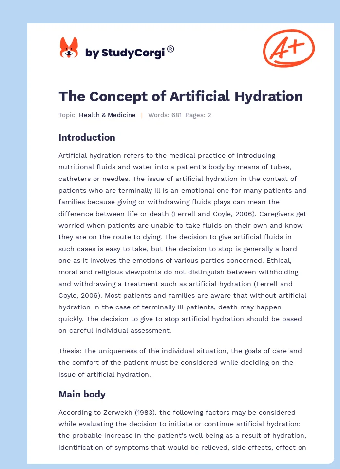 The Concept of Artificial Hydration. Page 1