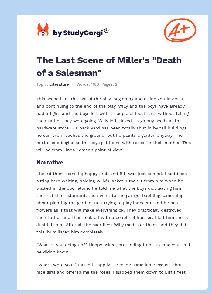 The Last Scene of Miller's "Death of a Salesman". Page 1