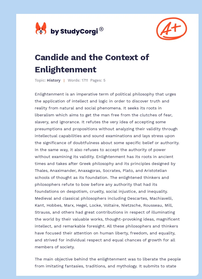 Candide and the Context of Enlightenment. Page 1